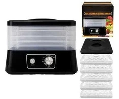 Extralink Pradžia | Grybų, vaisių, daržovių, maisto džiovyklė | 500 W + 5 sietai, 27,5 cm, juoda
