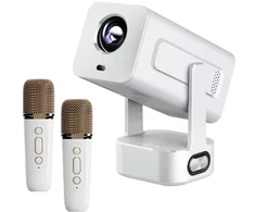 Extralink Išmanusis kino ir karaoke projektorius – IMS360, baltas | Filmų, žaidimų ir muzikos projektorius su 2 mikrofonais | 1080p, „Android 13“