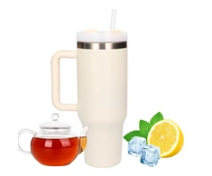 Extralink Juodas Forest | Termo puodelis ze słomką | termos su laikikliu 1200ml smėlio spalva