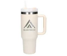 Extralink Juodas Forest | Termo puodelis ze słomką | termos su laikikliu 1200ml smėlio spalva