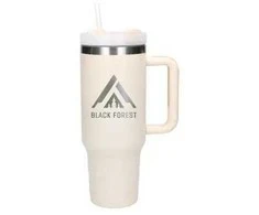 Extralink Juodas Forest | Termo puodelis ze słomką | termos su laikikliu 1200ml smėlio spalva