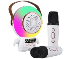 Extralink Kids Astro LED karaoke garsiakalbis, dvigubas mikrofonas, baltas | Belaidis garsiakalbis |
