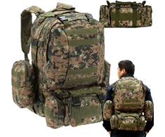 Extralink Military Mokyklinė kuprinė kelioninis taktyczny 4w1 wojskowy turistinis survival 50l mil-668