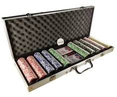 Extralink | Pokerio žaidimo rinkinys | 500 žetonų, 2 kortų kaladės, kauliukai, aliuminio lagaminas