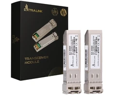 Šakotuvas Extralink SFP+ 10G 2 vnt. rinkinys | SFP+ modulis | 10 Gbps, LC/UPC, 850 nm, 300 m, daugiamodis, DOM, skirtas HP/Aruba