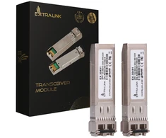 Šakotuvas „Extralink SFP+ 10G“ 2 pakuočių rinkinys | „Modulis SFP+“ | 10 Gbps, 850 nm, 300 m, daugiamodis