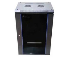 Extralink – sieninė spintelė 19 colių 18U 600 mm, stiklinis priekis, juoda