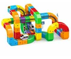 Extralink Žaislai | Magnetinių bėgių rinkinys | Magnetinės levitacijos magnetinių traukinių rinkinys, 65 dalys