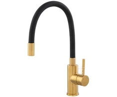 Virtuvės maišytuvas Ferro BZA4BSSG / / ZUMBA / KRIAUKLĖS MAIŠYTUVAS. INOX-GOLD ELASTINIS. Juodas SNAPELIS /