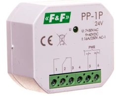 F&amp;F PP-1P-24V Elektromagnetinė relė 1P 16A 7-30V AC/9-40V DC PP-1P-24V