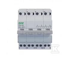 F&amp;F tinklo generatoriaus jungiklis 63A 4P F&amp;F PSA-463 trifazis modulinis DIN bėgis