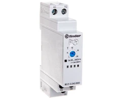 „Finder 80.51“ serijos ant DIN bėgelio montuojama laiko uždelsimo relė, 240 V AC/DC, 1 kontakto, 0,1–86400 s, 6 funkcijų, SPDT