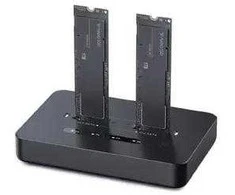 „Gembird DD2-U3M2“ darbalaukio dviejų diskų USB Type-C M.2 NVME (ir SATA) SSD prijungimo stotelė, juoda