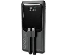 Gembird PB10-PD20-LCD-01 greito įkrovimo išorinė baterija su integruotais laidais, 20W, 10000 mAh, juodas