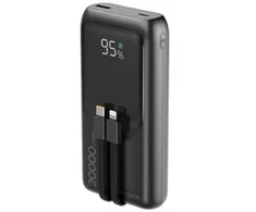 Gembird PB20-PD20-LCD-01 greito įkrovimo išorinė baterija su integruotais laidais, 20W, 20000 mAh, juodas