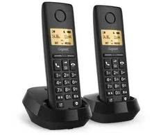 Gigaset PURE 100 duo analoginis/DECT telefonas, skambinančiojo vardo ir identifikavimo funkcija, Juodas