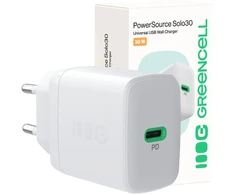 Green Cell „Greencell PowerSource Solo30“ 30 W 1 x USB-C PD 3.0 QC 4.0+ sieninis įkroviklis, baltas