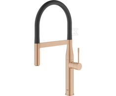 Grohe virtuves izlietnes maisītājs Essence Profi ar izvelkamu dušu, brushed warm sunset/matēts juodas