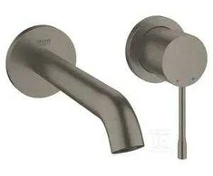 Grohe two-hole basin mixer Essence, wall mounted, brushed hard graphite