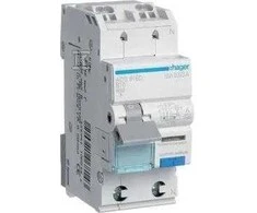 Hager RCBO Liekamosios srovės grandinės pertraukiklis su viršsrovės elementu. 1P+N 6kA B 16A/30mA A tipo QC (ADS916D)