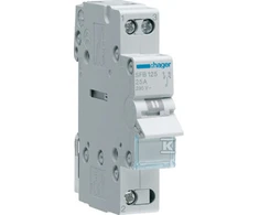 Hager modulinis jungiklis su centrine IŠJUNGTA padėtimi 1-0-2 1P 25A 230V (SFB125)