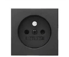 Berker Hager Polo 3965766076 Lizdo priekinis dangtelis su įžeminimu, antracito spalvos, aksominis lakas, 1/3 klausimas 3965766076