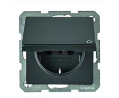Hager Polo 47516086 Vienvietis lizdas SCHUKO su dangteliu antracitinis aksomas Q.1/Q.3 47516086