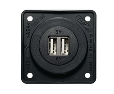 Hager Polo 926022505 „Integro“ dvigubas USB įkrovimo lizdas, 12 V, 3 A, matinės antracito spalvos, juodo mechanizmo