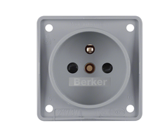 Hager Polo Hager Integro Flow Vienvietis lizdas be 16A 250V su kontaktų dangteliais pilka 961952506