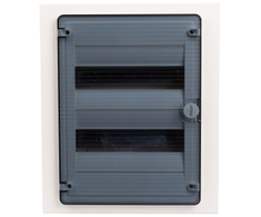 Hager Polo GOLF2 plastikinis įleidžiamas skydelis VF212TD 2x12 mod. Hager (permatomos durelės, IP40)