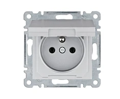 Hager Polo Hager Lumina maitinimo lizdas su įžeminimu ir dangteliu 16 A/250 VAC sidabrinis WL1122