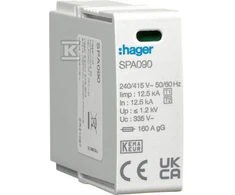 Hager SPD modulis T1+T2 MOV 1P L-N Iimp=12.5 kA In=12.5kA Imax=50kA Up≤1.2kV SPA090
