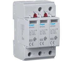 Hager Viršįtampių iškroviklis C 2 tipo PV 3P In 15kA Imax 40kA 3.7kV 1000V DC SPV340