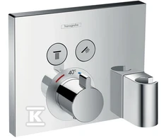 Hansgrohe ShowerSelect termostatinis maišytuvas su 2 išėjimais ir dušo galvos FixFit laikikliu, chromas