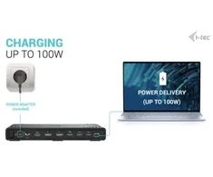 I-TEC USB-C Triple Ekranas DS Gen2 2xDP 1xHDMI 1xGLAN 1xUSB 3.2 Gen2 2xUSB 3.2 Gen1 2xUSB-C Gen2 2xUSB 2.0 1xAudio/Mikrofonas PD100W