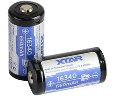 Įkraunama baterija 16340 / R-CR123 3.7V Xtar 650mAh (1 vnt.) su apsauga