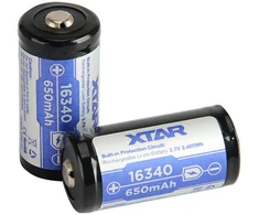 Įkraunama baterija 16340 / R-CR123 3.7V Xtar 650mAh (1 vnt.) su apsauga