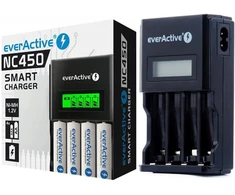 EverActive NC-450 LCD procesoriaus įkroviklis AA/AAA baterijoms