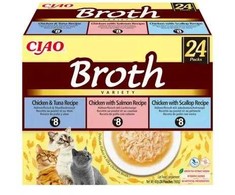 INABA Ciao Broth with vištiena, lašiša, tuna and scallop – skanėstas katėms – 24x40g