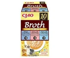 INABA Ciao Broth with vištiena, lašiša, tuna and scallop – skanėstas katėms – 10x40g