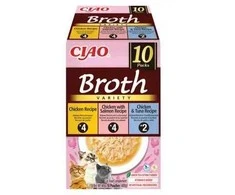 INABA Ciao Broth with vištiena, lašiša and tuna – skanėstas katėms – 10x40g
