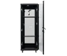 Spinta Incobex RACK 19 stojąca 24U 600x600 Seria: All in One (Drzwi szklane, tylne perforacja, juoda) (INL-RS-24U-6060-S-C)