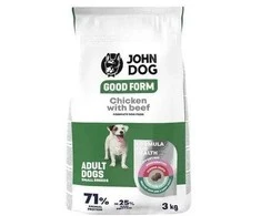 JOHN DOG Good Form Small breeds vištiena with jautiena – sausas Maistas šunims – 3kg