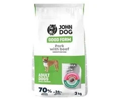 JOHN DOG Good Form Small breeds Pork with jautiena – sausas Maistas šunims – 3kg