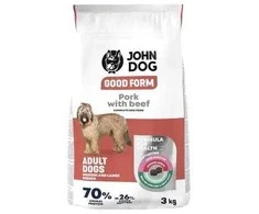JOHN DOG Good Form Medium and large breeds Pork with jautiena – sausas Maistas šunims – 3kg