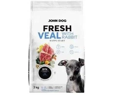 Šunų maistas - JOHN DOG Fresh Junior Veršiena su Triušiu 3kg