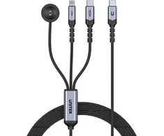 Kabelis USB Unitek 3-in-1 USB-C + Lightning + Apple Watch | PD 100W | 480 Mbps | 1,2 m (C14180AGY01-1.2M)