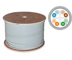 F/UTP cat.6 kabelis, telekomunikacijų, LSOH, B2ca "FireHardy" 4x2x23 AWG, 1Gb/s (10Gb/s iki 55m), 450 MHz, 25 metų garantija, INTERTEK ETL sertifikatas, pilkas, 500m - ALANTEC