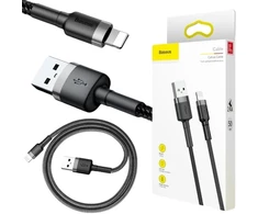 USB-A / Lightning iPhone Baseus Cafule CALKLF-AG1 KABLELIS 50cm Apple 2.4A JUODAI PILKA PUSTA