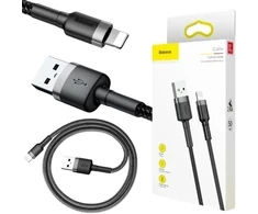 USB-A / Lightning iPhone Baseus Cafule CALKLF-AG1 KABLELIS 50cm Apple 2.4A JUODAI PILKA PUSTA